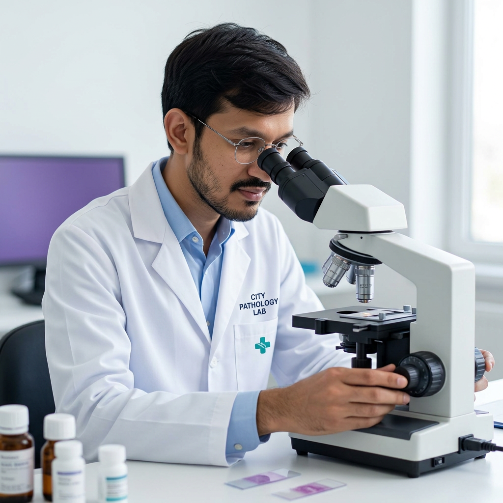 City Pathology Laboratory technician at work